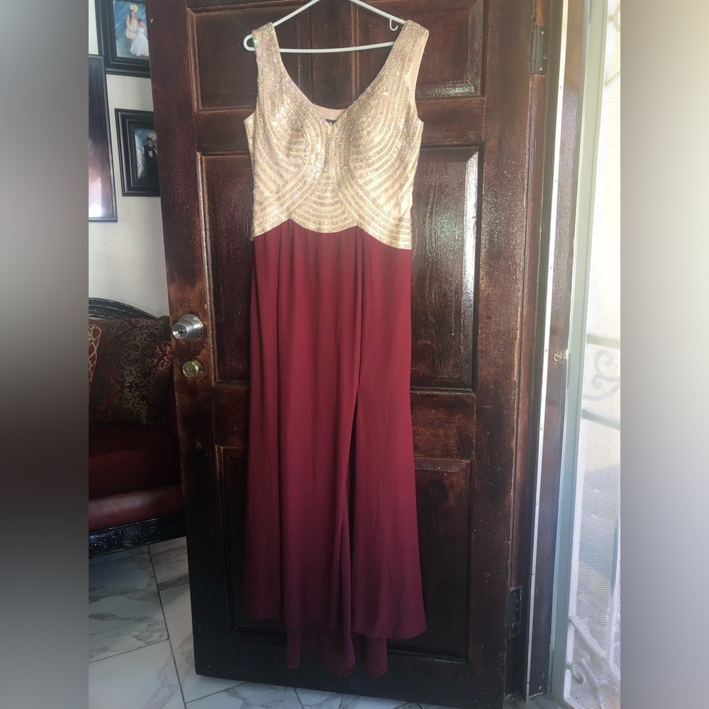 ROYALQUEEN Collection champagne Burgundy Long Prom Dress Size 14